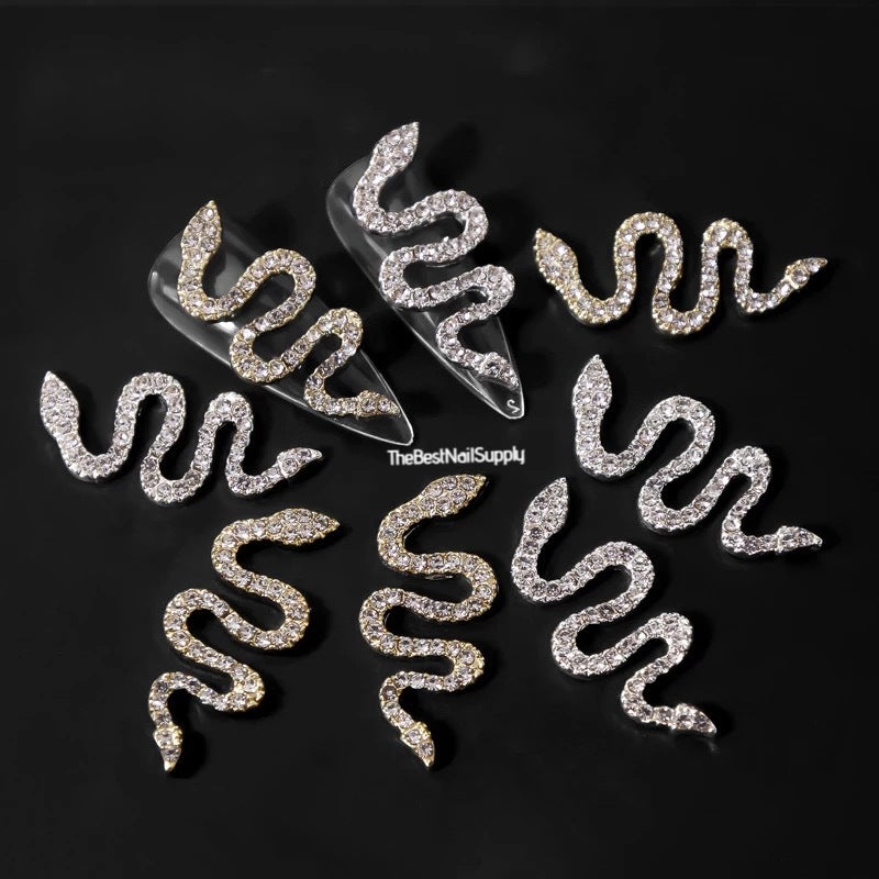 4pcs Large Snake CZ Nail Charm (Gold or Silver)