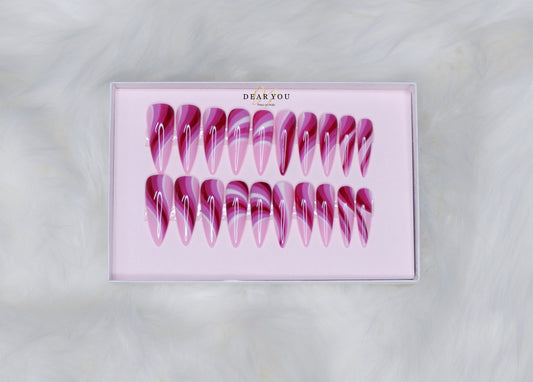 Marble Pink 20pcs (Stiletto)