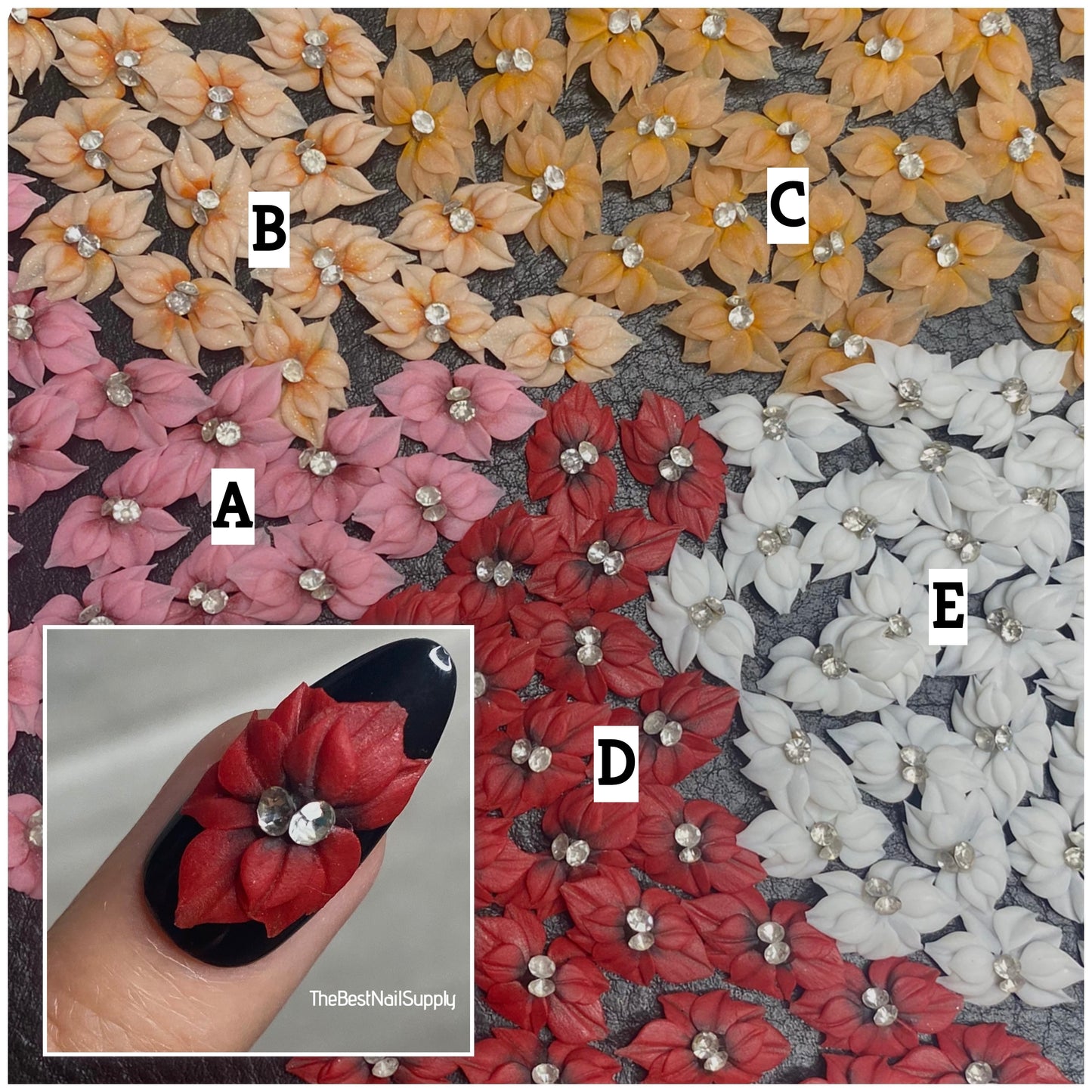 3D Acrylic Flowers 5 Colors (Style 72)