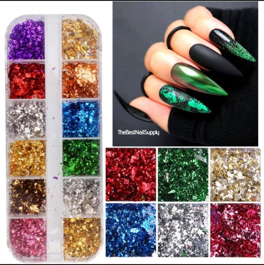 Foil Flakes 12 Colors Nail Foils