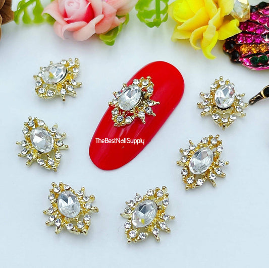 2pcs/4pcs Gold Nail Charm (Rhinestone)