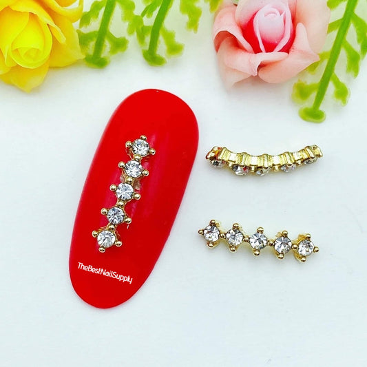 2pcs/4pcs Gold Nail Charm (Rhinestone)