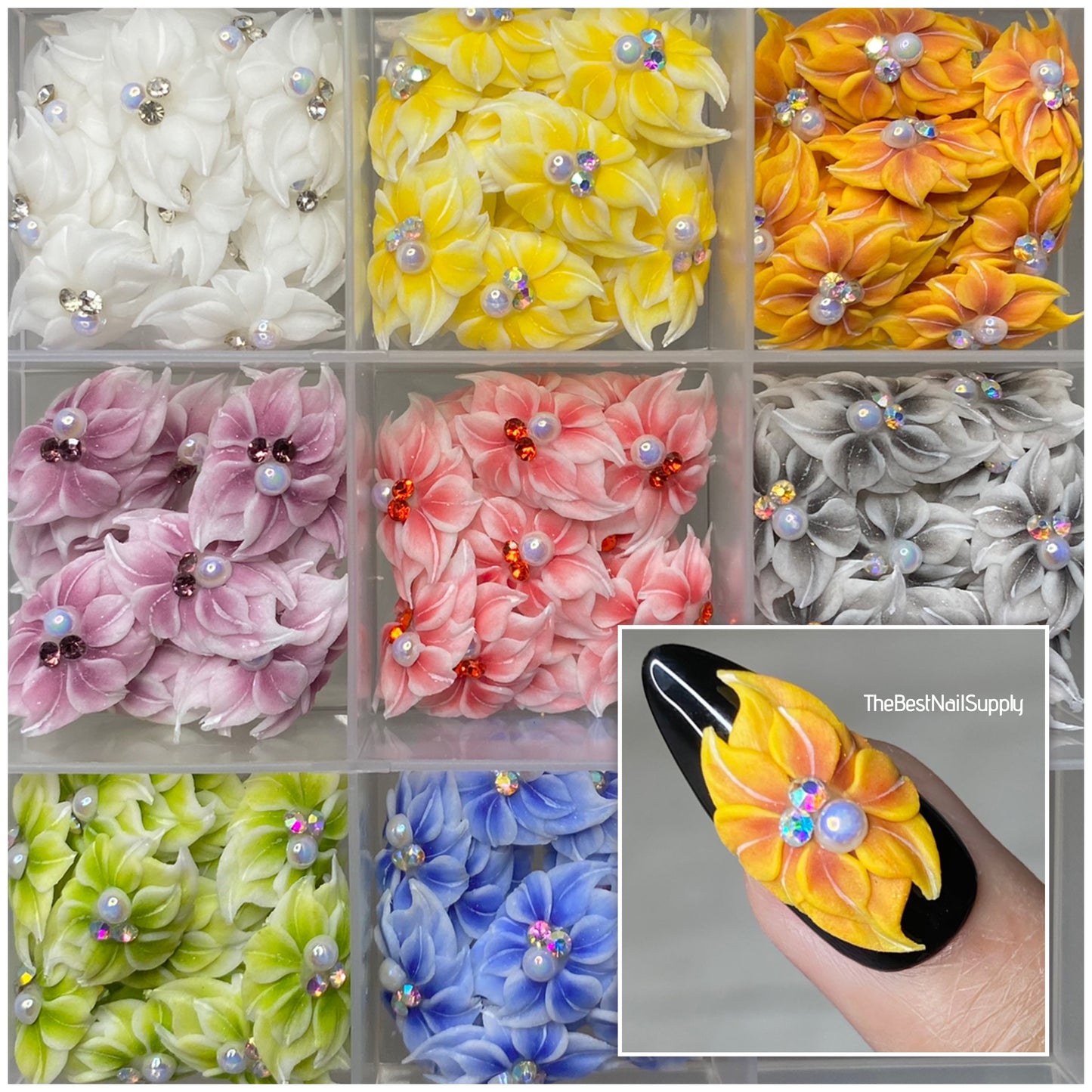 3D Acrylic Flowers 9 Colors (Style 7)