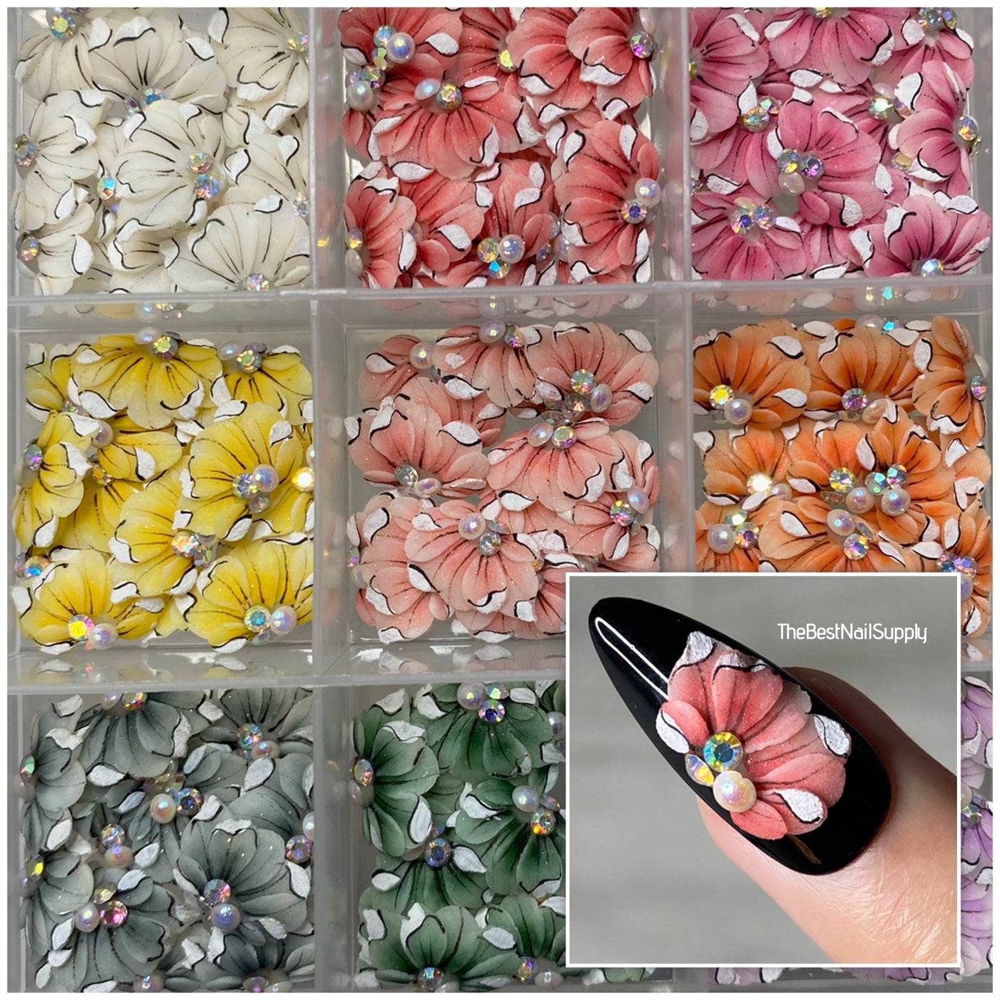 3D Acrylic Flowers 9 Colors (Style 94)